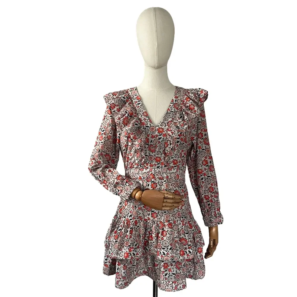 Vineyard Vines Ivy Floral Tiered Ruffle Dress Cotton Silk Size 10